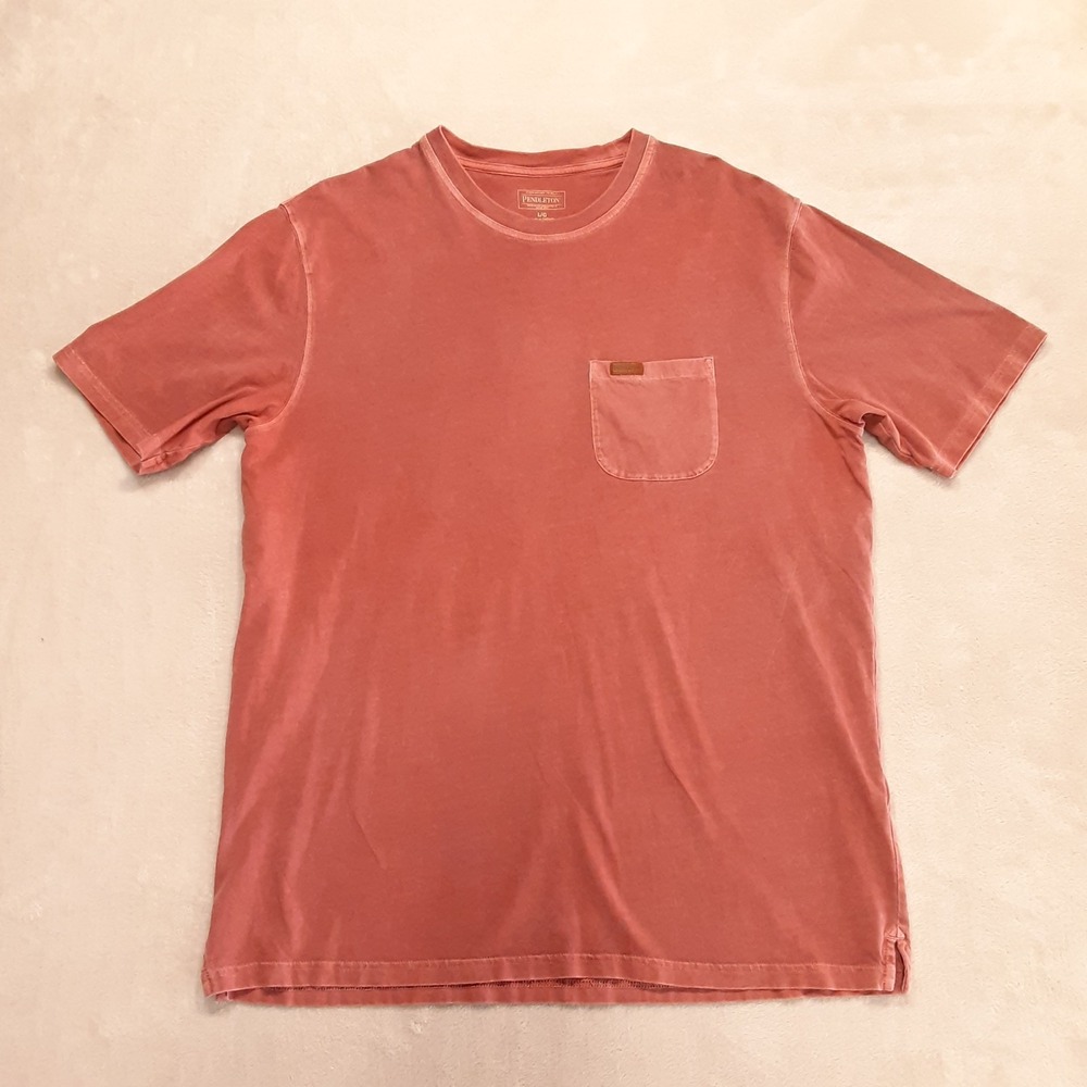Pendleton Men's SS DESCHUTES Pocket Tee Large Brick Red Cowhide Leather Crew - Picture 1 of 8
